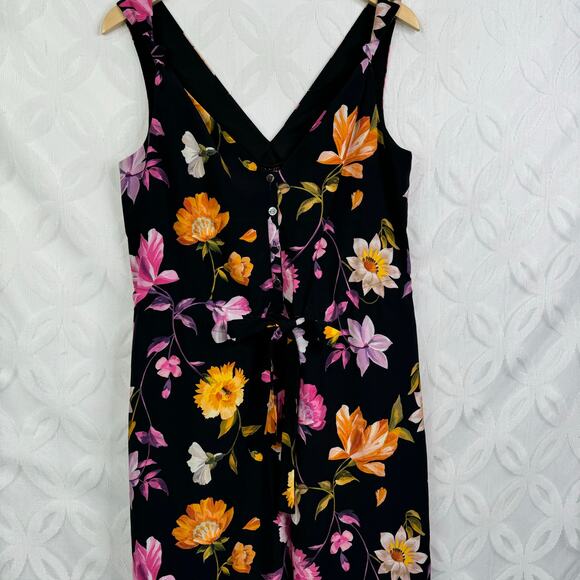 Ted BAKER Dayna Rhubarb Floral Buttoned Tropical Romper Black Size 4 NWT $279 - Picture 4 of 12